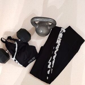 Victoria's Secret Black & Silver 2 Piece Workout Outfit